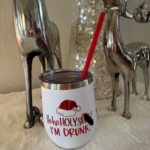 Ho Ho Holy Sh*t! I’m Drunk | CHRISTMAS SANTA Wine Tumbler Mug | 12oz Stainless